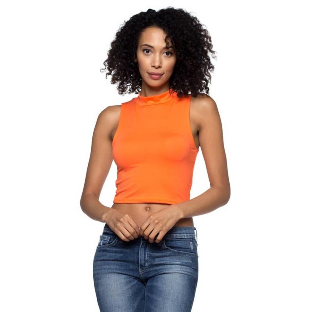 Womens orange Sleeveless Crop Top